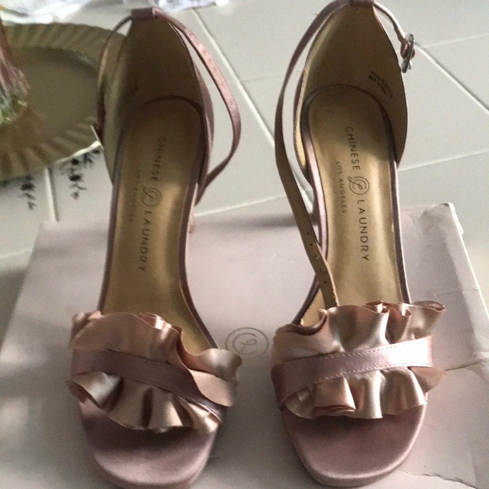 Chinese Laundry satin ruffle heels